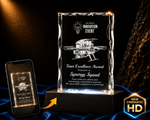 Crystal 3D Pix Signature Beveled Rectangle 3D crystal keepsake, engraved award