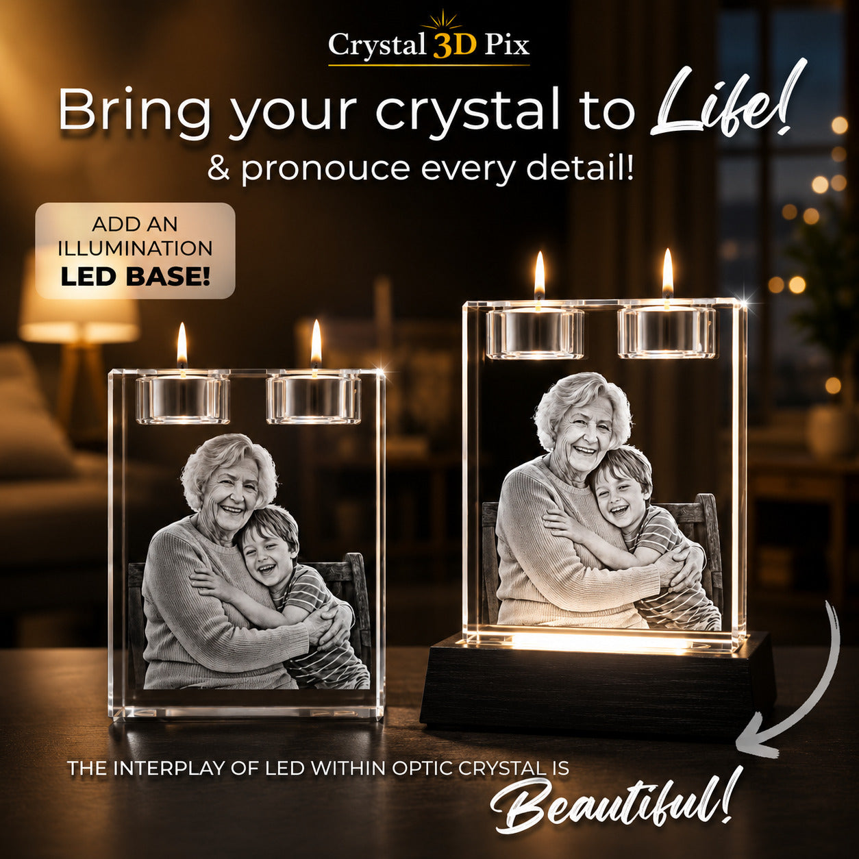 3D Crystal Memorial Candle