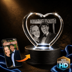 Crystal 3D Pix 3D Crystal Heart photo crystal keepsake, bundled with light base