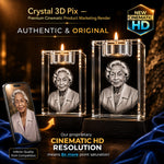 3D crystal candle photo engraving – custom photo gift, gold-tone display | Crystal 3D Pix