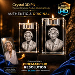 3D crystal candle photo engraving – custom photo gift, gold-tone display | Crystal 3D Pix