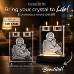3D crystal memorial candle – memorial keepsake, gold-tone display (alternate) | Crystal 3D Pix