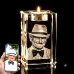3D crystal memorial candle – memorial keepsake, gold-tone display (alternate) | Crystal 3D Pix