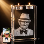 3D crystal memorial candle – memorial keepsake, gold-tone display | Crystal 3D Pix