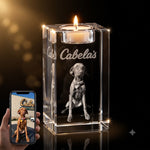 3D crystal memorial candle – pet memorial keepsake, gold-tone display | Crystal 3D Pix