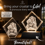 3D crystal corner diamond photo engraving – bundle gift set, gold-tone display | Crystal 3D Pix