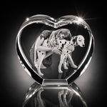 3D crystal heart-shaped photo engraving – pet photo gift, gold-tone display | Crystal 3D Pix