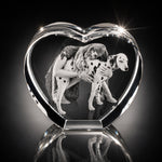 3D crystal heart-shaped photo engraving – pet photo gift, gold-tone display | Crystal 3D Pix