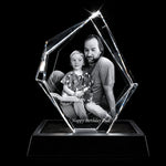 3D crystal iceberg-cut photo engraving – custom photo gift, gold-tone display | Crystal 3D Pix