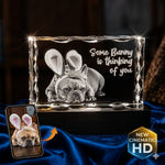 3D crystal notched rectangle photo engraving – custom photo gift, gold-tone display | Crystal 3D Pix