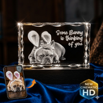 3D crystal notched rectangle photo engraving – custom photo gift, gold-tone display (alternate) | Crystal 3D Pix