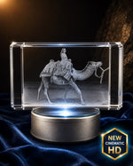 3D crystal vertical rectangle photo engraving – pet photo gift, gold-tone display | Crystal 3D Pix