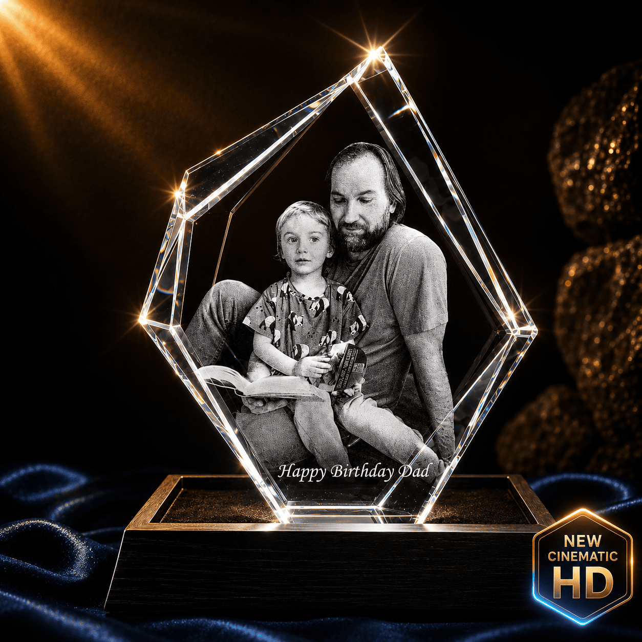 Celebrate Dad’s special day with a stunning crystal photo engraving. A perfect birthday gift for cherished memories and heartfelt moments!